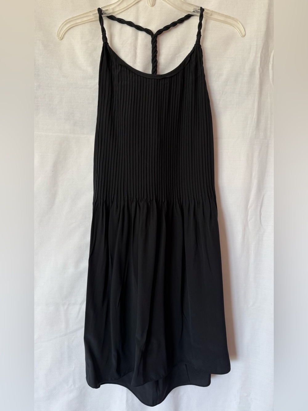 Banana Republic 100% Silk Pleated Drop-Waist Mini Dress Black Size 2 NWOT